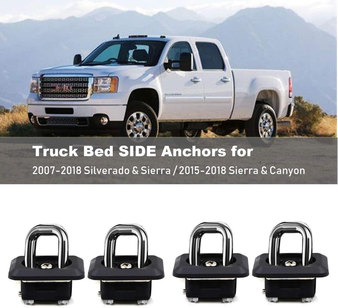4 Pack Tie Down Anchors for Silverado & Sierra 1500 2500HD 3500HD 2007-2018, Colorado & Canyon 2015-2019, Retractable Truck Bed Side Wall Anchors