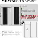 Room Divider Curtain Set-No Drilling Curtain Rod Set, Room Divider Wall for Partition Room Dividers, Bedroom Divider Black-100 W x 84" L(Pack of 2)