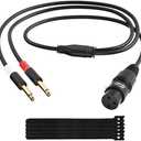 Elecan 3-Pin XLR Female to Dual 6.35mm 1/4'' TS Male Y Splitter Converter Cable 15 Ft, Double Mono to XLR Microphone Cable Stereo Audio Interconnect Adatper Cord for Mixer AMP Speaker+5 Ties