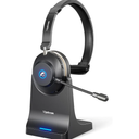 Wireless Headset with Microphone for Work, Bluetooth 5.3 Computer Headset for Laptop, 45 Hours Battery Life & Mute Button, Headset with Mic for PC, iPhone, Zoom, Skype, Office & Home
