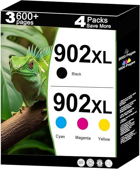 902XL Ink Cartridge Combo Pack for HP 6958 6970 Printer Compatible for HP 902 HP902 XL HP902XL to OfficeJet 6978 6968 6960 6975 6956 6961 6963 6964 6962 6950 6954 6951 Black Cyan Magenta Yellow