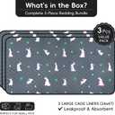 3 Pack Guinea Pig Cage Liners, Washable Guinea Pig Pee Pads Waterproof Reusable & Anti Slip Guinea Pig Bedding Fast and Super Absorbent Pee Pad Tarp Bottom for Small Animals (Rabbit Pattern 24" X 47")