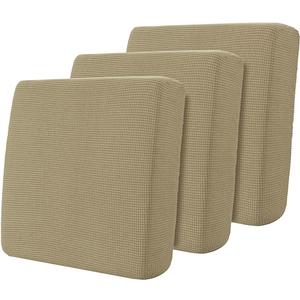 Hokway 3 Piece Individual Couch Cushion Slipcovers Stretch Reversible Cushion Protector Slipcovers Sofa Cushion Protector Covers(Sand,Small-3PC)