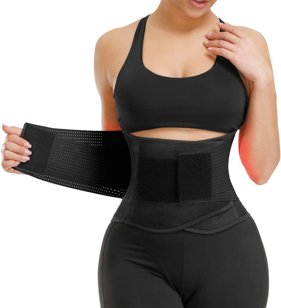 VENUZOR Waist Trainer Belt for Women - Waist Cincher Trimmer - Slimming Body Shaper Belt - Sport Girdle Belt (UP Graded) (Large, Z1-black)