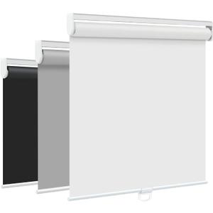 SEEYE Cordless Roller Shades for Windows, 100% Blackout Window Blinds for Privacy & UV Protection, Pull Down Room Darkening Door Blinds, Easy to Install for Home and Office (28" W x 72" H, White)