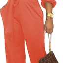 Women Jumpsuits For Elegant Sexy V Neck Long Sleeve Casual for Work Wide Leg Pants with Pockets Belt, Large