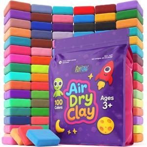 FlyFlag Air Dry Clay - 100 Colors, Ultra Light and Soft, Non-Toxic Modeling Clay for Kids with Tools and Tutorials, for Creative Play and Learning (Multicolor)