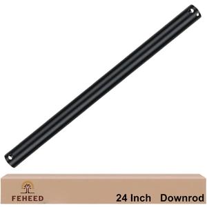 24 Inch Ceiling Fan Downrod, 1" Diameter Matte Black Ceiling Fan Extension Rod (No Threads),Universal Down Rods for Ceiling Fans,Easy Installation