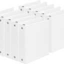 SUIN Durable 2 Inch 3 Ring Binder, 10 Pack White Round Ring Binders for 8.5 x 11 Paper, Clear View Cover, 450 Sheet Capacity, Inner Pockets, PVC Free Office School Supplies