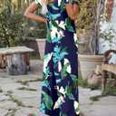 Women Casual Jumpsuits Summer Sleeveless Loose Jumpsuit Shoulder Strap Adjustable Long Pants Rompers with Pockets (M)