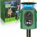 Upgraded Solar Ultrasonic Animal Repellent,360 Cat Repellent Outdoor with Motion Sensor,IP65 Waterproof Dog Repeller with Flash Light to Drive Away Rabbit Deer Squirrel Skunk for Yard Garden Lawn