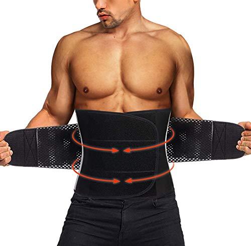 TAILONG Neoprene Waist Trimmer Ab Belt for Men Waist Trainer for Women Corset Slimming Body Shaper Workout Sauna Sweat Band (Black with Band, 2XL)