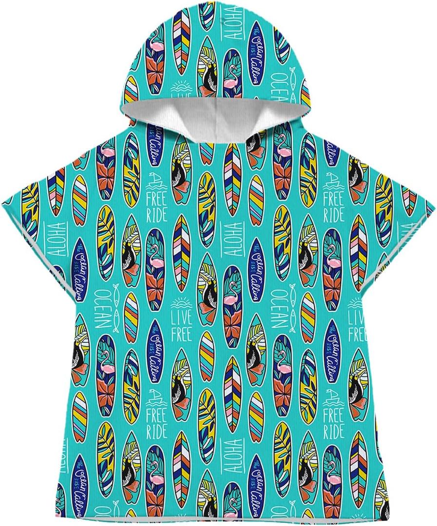Quick Dry Surf Poncho Changing Towel Robe Hoodie for Kids,Swimming Beach Surfing Diving Home Hot Springs BathingKid-M