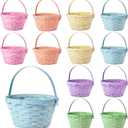 Easter Bamboo Basket GRN Stripe 12 in