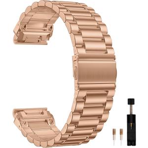 GEAK Quick Fit 22mm Watch Band Compatible with Garmin Fenix 8 47mm / Fenix 6/5 / Fenix 7, Lightweight Metal Wrist Strap with Stainless Steel Buckle for Fenix 6 Pro/7 Pro/5 Plus Watch (Rose Gold)