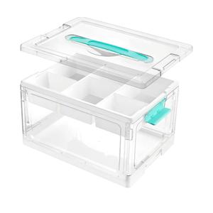 Vtopmart 24 QT Clear Plastic Craft Organizers and Storage Box with Removable Trays and Dividers,Art Supply Organizers and Storage,Ideal Containers for coloring Books,Craft Supplies,1 Pack