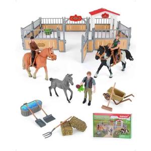 DuDuMo Horse Stable Playset, Horse Gifts for Girls and Boys with 3 Horses and 2 Riders, Horse Toys Set Farm Animals Toys for Kids 3 4 5 6 7 8+ (New Model), Green