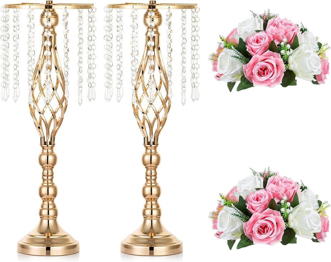 NUPTIO 2 Pcs Versatile Metal Flower Arrangement & 2 Pcs Artificial Flower Set for Wedding Party Dinner Centerpiece Event Restaurant Hotel Decoration NUPTIO 2 Pcs Versatile Metal Flower Arrangement & 2 Pcs Artificial Flower Set for Wedding Party Dinner Centerpiece Event Restaurant Hotel Decoration