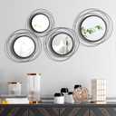 Hicarer 4 Pcs Decorative Wall Mirror Round Modern Mirror Circle Mirror Wall Art Ring Metal Mirror Wall Decor Wall Mounted Mirror for Bedroom Living Room Entryway Dining Room Hallway (Black)