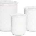 Bosmarlin Canisters Sets for the Kitchen, Ceramic Canisters with Airtight Lids for Countertop, Storage Containers for Sugar, Coffee Bean, Flour, Dishwasher Safe (White, 26/44/75 Oz)
