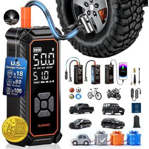 OlarHike Tire Inflator Portable Air Compressor, 150PSI Dual Power - 6000mAh & 12V DC, Cordless Air Pump for Car Tires, Bikes, Motorcycle, Balls with LED & Digital Pressure Gauge, Gift for Mom