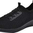 TIOSEBON Women's Slip On Walking Shoes Lightweight Casual Running Sneakers, Size -39.5, Black