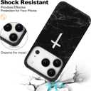 Magnetic for iPhone 17 Pro Case Christian Cross Marble Phone Case, Black Marble Jesus Faith Shockproof Slim Soft TPU and Hard PC Protective Cases Compatible with MagSafe Gift for Religious