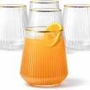 Oojami 18 Count Origami Ripple Stemless Plastic Wine Glasses, 12 oz Disposable Unbreakable BPA-Free Cups, Gold Rim  Elegant Ribbed Design for Wine, Champagne, Whiskey, Cocktails, Parties & Events