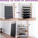 5 Tier No-Assembly Shoe Rack, Foldable Shoe Rack Organizer Without Installation, Portable Solid Metal Shoe Shelves for Closet, Entryway, Front Door Entrance