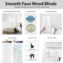 DEZ FURNISHINGS Cordless 2" Signature Smooth Faux Wood Blind, 57" W x 72" H, Smooth White, 56.5"W x 72"H