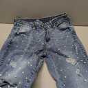 NRTHYE Womens High Waist Rhinestones Cargo Jeans Sexy Ripped Straight Leg Stretch Distressed Denim Trousers Pants (Blue, XL)