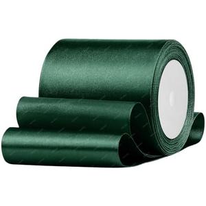 Dark Green Satin Ribbon, 4 Inches x 25 Yards Fabric Ribbons for Gift Wrapping, Flower Bouquet, Crafts and Wedding Party Decoration