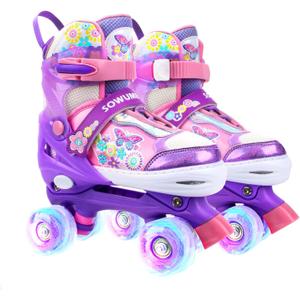 Sowume Adjustable Roller Skates for Girls and Women, All 8 Wheels of Girl's Skates Shine, Safe and Fun Illuminating for Kids