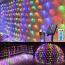 11.5ft x 5ft Solar Net Lights Outdoor, Solar & USB 2 Power Way 240 LED Waterproof Mesh Lights for Bushes, Remote Control 8 Modes String Light Trees Patio Garden Christmas Indoor Decor (Multicolor)