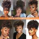 Gray Afro Puff Drawstring Ponytail with Curly Hair Pieces Clip in Bangs Short Ponytail Hair Extensions drawstring ponytail for Black Women, T1B/Gray