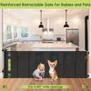 Reinforced 80 Inch Retractable Baby Gate Extra Wide Baby Gate for Wide Openings, Indoor/Outdoor Retractable Dog Gate for Doorway, Mesh Dog Gate Indoor Prevent Babies/Pets from Crawling Under, Black
