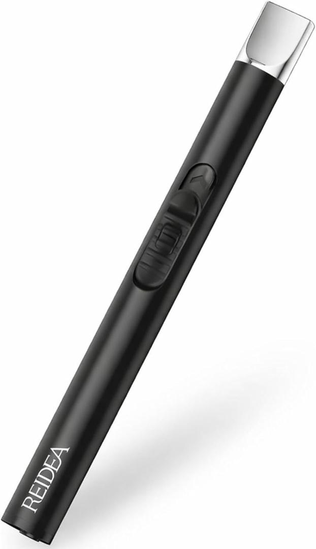 REIDEA Electric Lighter S4 Candle Lighter USB Rechargeable with Safety Switch, Flameless Portable Fast Heat Windproof Plasma Electronic Lighters, Perfect for Home Cooking BBQ Camping Stove Fireworks (Classic Black)