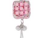 1 Pcs Metal,Rhinestone Magic Cube Diamond Car Rear View Mirror Pendant Accessories Car Hanging Ornament Pink
