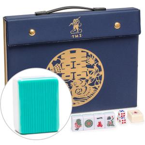 Yellow Mountain Imports Bleau Opal Chinese Mahjong Set with 146 Tiles and Blue Vinyl Case - for Chinese Style Gameplay Only