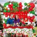 10 x 129Pcs There's Some Ho Ho Hos In This House Party Decorations Merry Christmas Balloon Arch Kit Includes Funny Xmas Banner, Xmas Themed Balloons and Tablecloths for Merry Friendsmas Party