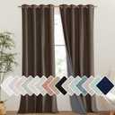 NICETOWN Coffee Vintage Linen 100% Blackout Curtains for Living Room, Thermal Insulated Curtains 95" Long, Noise Reducing Window Treatment Drapes for Bedroom, 52" Wide Per Panel, Set of 2