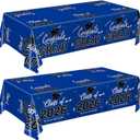 QIYANPAX Graduation Decorations 2026, Class of 2026 Graduation Tablecloth, 2 Pack Disposable Plastic Blue Tablecloths for Congrats Grad Party Decorations Banner, 54 x 108 Inch
