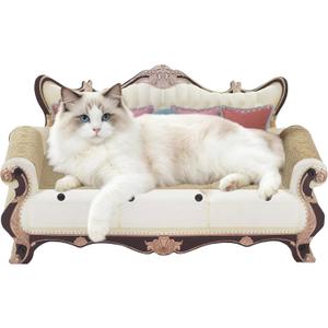 Luxury Cat Scratcher Sofa Bed, Cardboard Couch Shape Scratching Lounge, for Indoor Cats Kittens Kitties Rest&Play（23.6''*9.8''*12.6''）