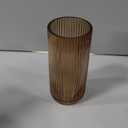 Muyan 7.5" Flower Vase for Decor Ribbed Glass Vase Modern for Centerpieces Desktop Home Office Dining Living Room Wedding (Amber) (Coffee)