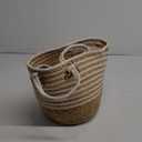 Brown And White Woven Basket Bag 2Pcs
