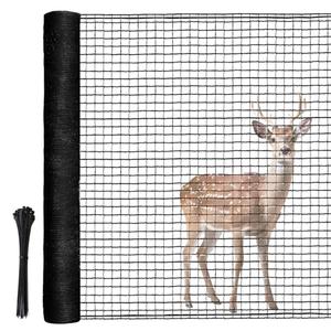 Deer Fence, RIFNY 4 x 25 FT Temporary Fence for Garden Outdoor Yard, Plastic Mesh Fencing Netting to Protect Plants Fruit from Deer Dogs Chicken Animal (Black)