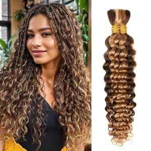 4/27 Honey Blonde Human Braiding Hair Deep Wave BulkHighlight No Weft Curly Braiding Hair Extensions for Boho Braids Wet and Wavy Braiding Human Hair Bundles(16inch,4/27,100g) 4/27 Honey Blonde Human Braiding Hair Deep Wave BulkHighlight No Weft Curly Braiding Hair Extensions for Boho Braids Wet and Wavy Braiding Human Hair Bundles(16inch,4/27,100g)