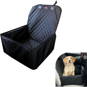 Dog Car Seat Cover, Waterproof & Scratch-Resistant Pet Booster Seat, Non-Slip Bucket Dog Seat Cover, Removable Pet Travel Safety Car Seat, Universal for Most Cars (Black)
