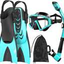 Aegend 4-in-1 Snorkeling Gear for Adult Men Women with Travel Mesh Bag | Anti-Fog Panoramic Mask Set, Adjustable Fins & Dry Top Snorkel All-in-One Travel Snorkel for Swimming, Diving & Snorkeling