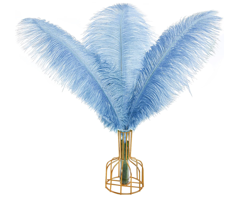 THARAHT Baby Blue Ostrich Feathers 12pcs Large Natural Bulk 12-14Inch 30cm-35cm for Wedding Party Centerpieces Halloween and Home Decoration Feathers